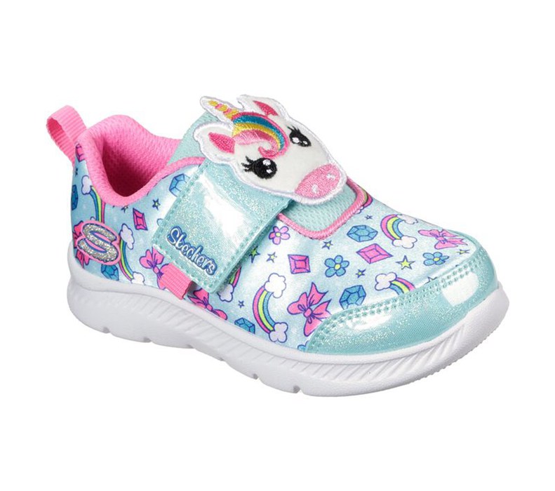 Skechers Flickor Ljus Turkos/Rosa Sneakers - Comfy Flex 2.0 - Sweet Amigos - Sverige (YOBWU-5146)